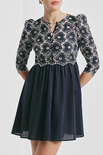 By timo - Broderie anglaise mini kjole