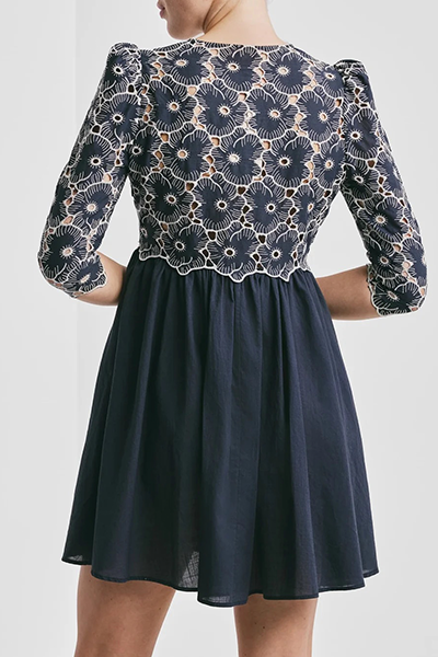 By timo - Broderie anglaise mini kjole