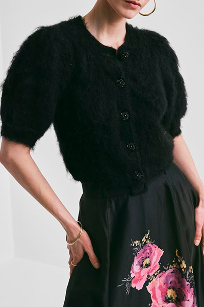 By Timo - Hairy knit puffed cardigan