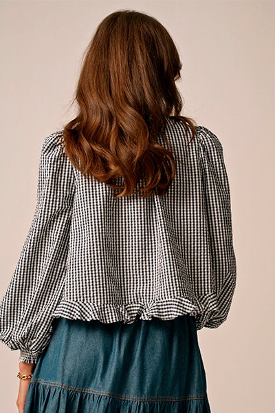 By Timo - Seersucker bow bluse